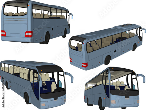 Vector sketch illustration of the design of a large bus transportation tool
