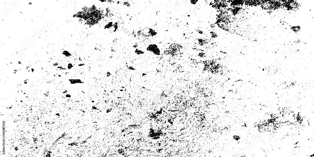 Dust overlay distress grungy effect paint. Black and white grunge seamless texture. Dust and scratches grain texture on white and black background.	
