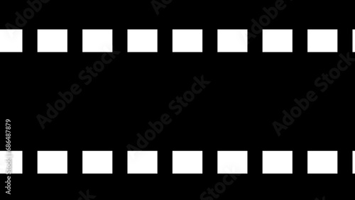 Film reel show reel-moving animation on a simple background. Movie reel cinema style moving block motion graphic. Film rolling effect.