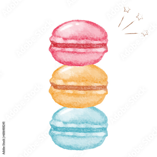 水彩で描いたマカロンのイラスト