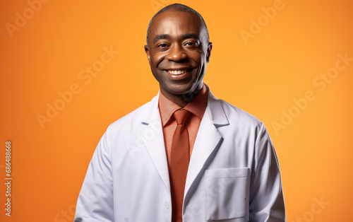 happy smiling Doctor on solid color background