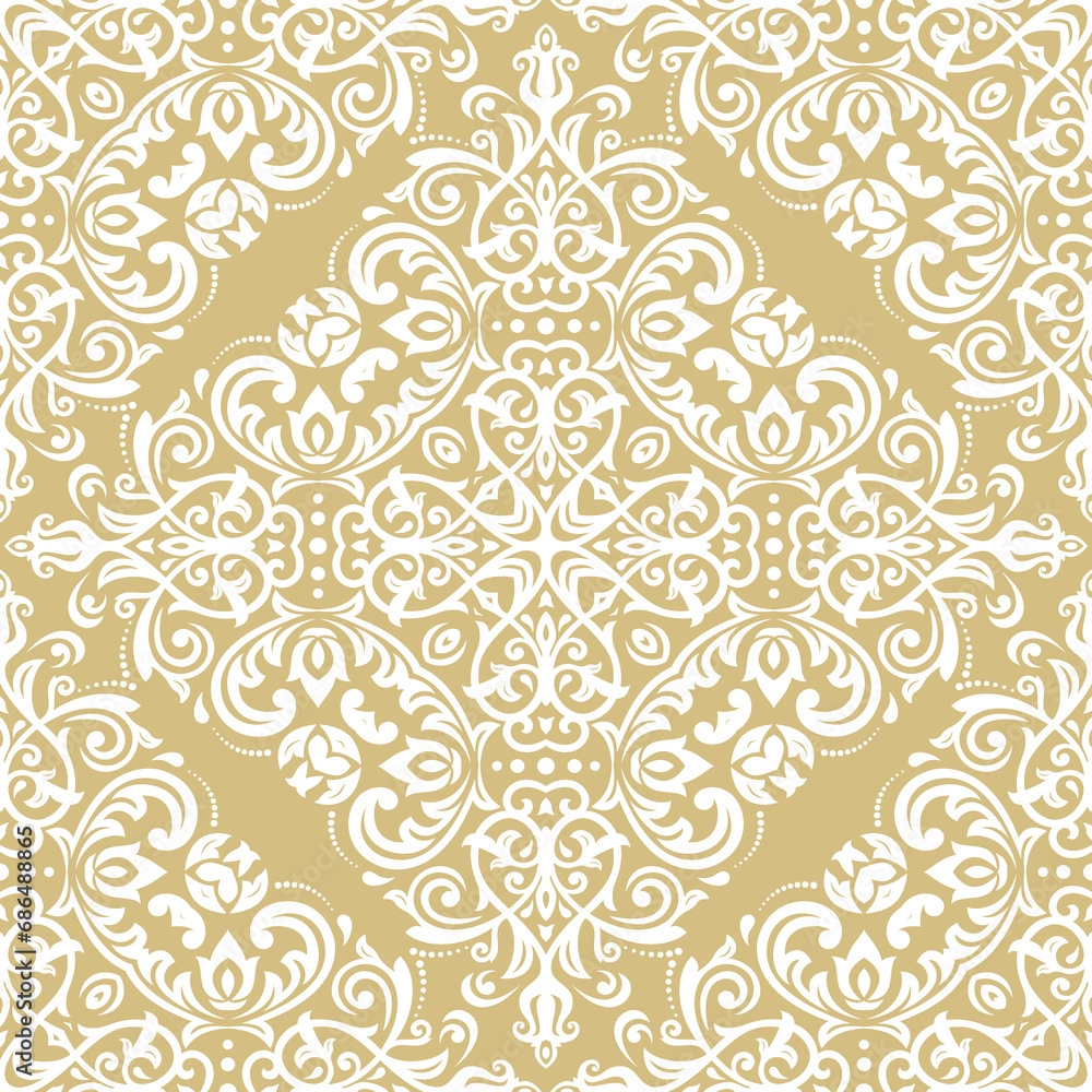 Fototapeta premium Orient classic yellow and white pattern. Seamless abstract background with vintage elements. Orient pattern. Ornament for wallpapers and packaging