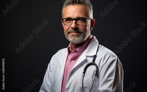 happy smiling Doctor in black background