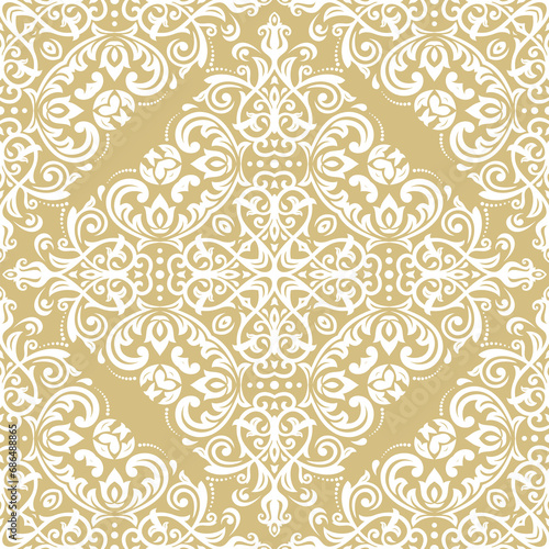 Orient classic yellow and white pattern. Seamless abstract background with vintage elements. Orient pattern. Ornament for wallpapers and packaging
