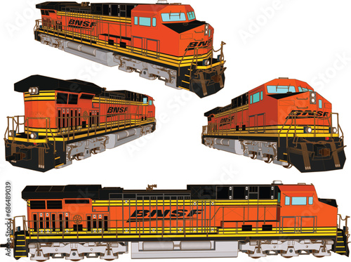 Vector sketch illustration of vintage classic locomotive train design without carriages