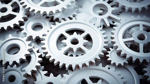 White Cogs and gear wheel background