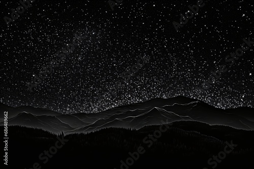 Black and white night sky and stars