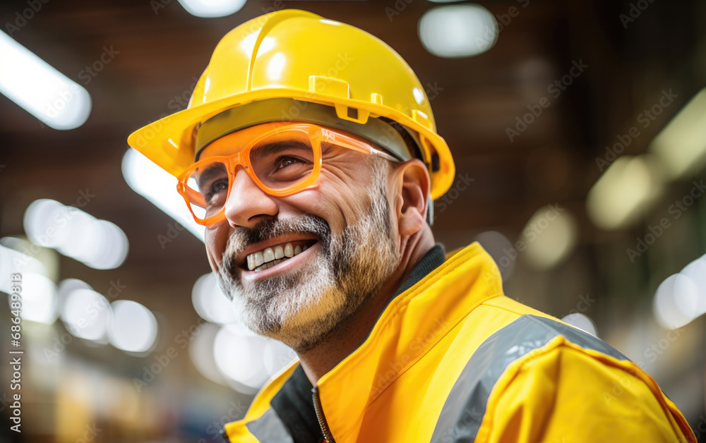 Happy smiling Electrician wearing reflective work clothes Happy smiling Electrician wearing reflective work clothes