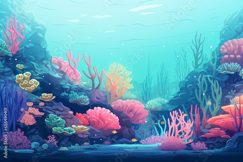Fototapeta Naklejka Na Ścianę i Meble -  Coral reef cartoon illustration