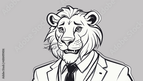 Lion carton character with formal dress vector image. Illustration of cute lion design graphic on the white background