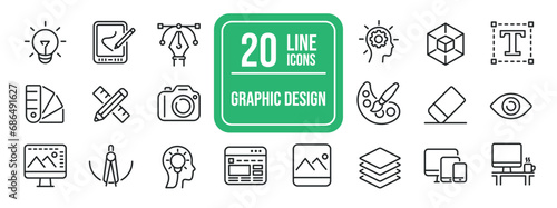 Graphic design thin line icons. Editable stroke. For website marketing design, logo, app, template, ui, etc. Vector illustration.