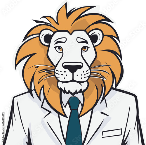 Lion carton character with formal dress vector image. Illustration of cute lion design graphic on the white background