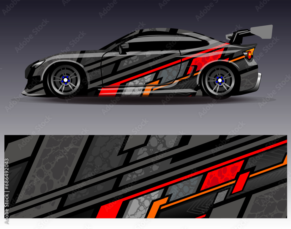 Car wrap design vector.Graphic abstract stripe racing background designs for vehicle, rally, race, adventure and car racing livery Car wrap design vector.Graphic abstract stripe racing background designs for vehicle, rally, race, adventure and car racing livery