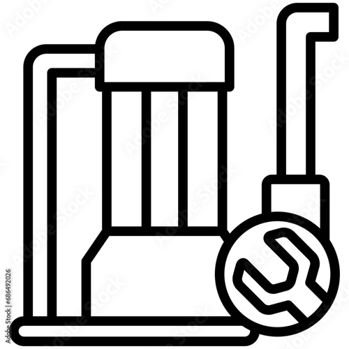 Sump Pump Repair black outline icon, related to plumbing service.
