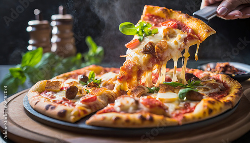 Pizza Passion: Supreme Slice Close-Up Shot
