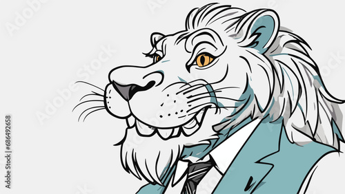 Lion carton character with formal dress vector image. Illustration of cute lion design graphic on the white background