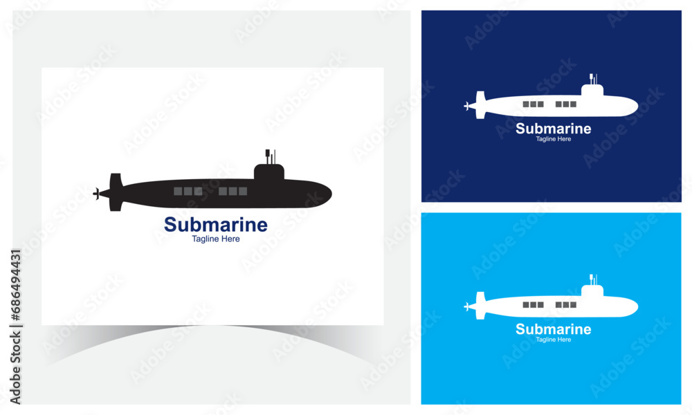 Black And White Submarine Logo Design Template. Black And White Submarine Logo Design Template.