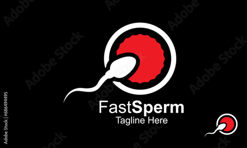Sperm Logo Design Template With Woman`s Egg.