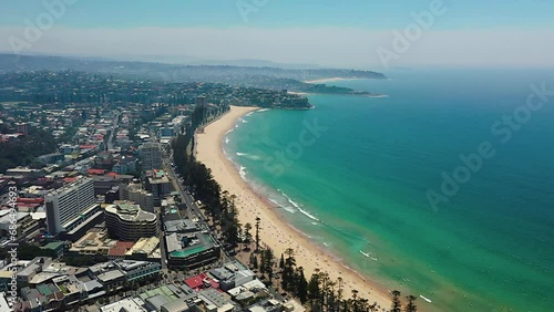 Aerial Panorama of Manly Beach: Sydney's Seaside Elegance on the Northern Beaches, New South Wales, Australia Coastline photo