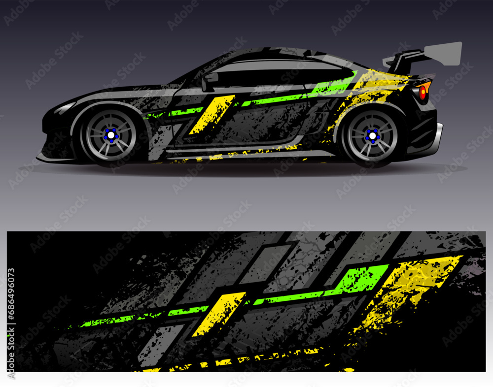Car wrap design vector.Graphic abstract stripe racing background designs for vehicle, rally, race, adventure and car racing livery Car wrap design vector.Graphic abstract stripe racing background designs for vehicle, rally, race, adventure and car racing livery
