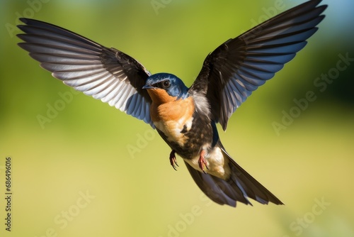 a barn swallow flying wings spread