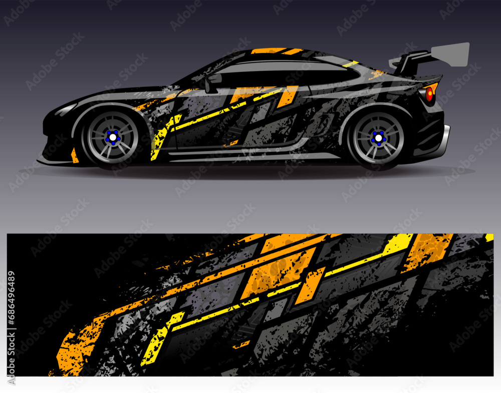 Car wrap design vector.Graphic abstract stripe racing background designs for vehicle, rally, race, adventure and car racing livery Car wrap design vector.Graphic abstract stripe racing background designs for vehicle, rally, race, adventure and car racing livery