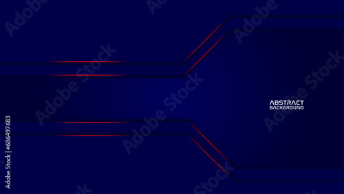 Abstract blue glowing geometric lines on dark blue background. Modern shiny blue hexagon red lines pattern. Technology futuristic concept. usiness, corporate, banner, backdrop. Vector illustration photo