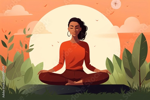 Wallpaper Mural Illustration of a woman meditating Torontodigital.ca