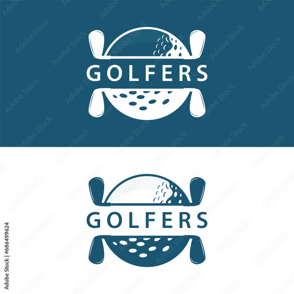 Fototapeta premium Golf Logo Vector Sport Golf Tournament Champion Club Design Stick And Ball, Template Illustration