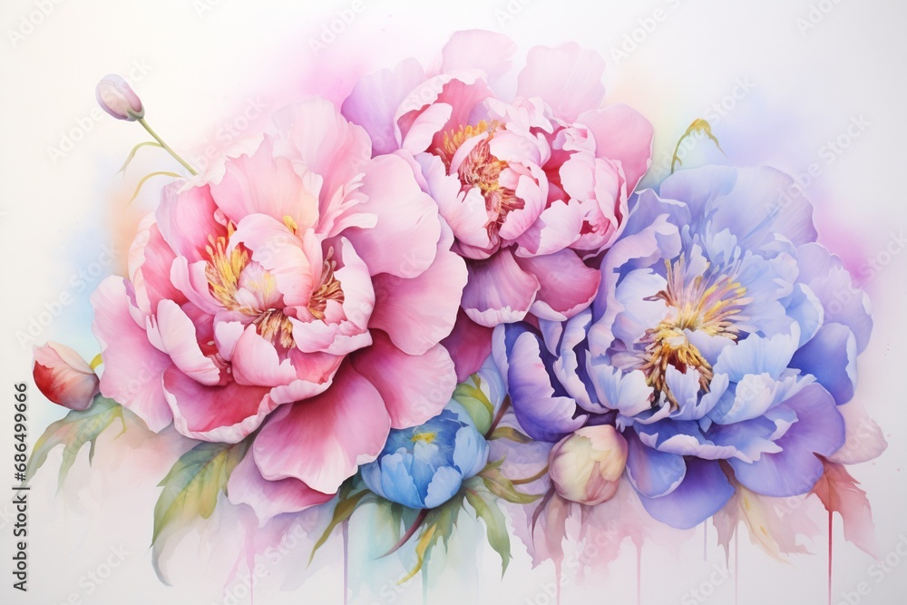 Obraz premium watercolor masterpiece capturing the delicate beauty of a blooming peony