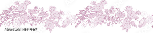 Abstract seamless border. In style rococo. Vector illustration. Suitable for fabric  wrapping paper and the like.