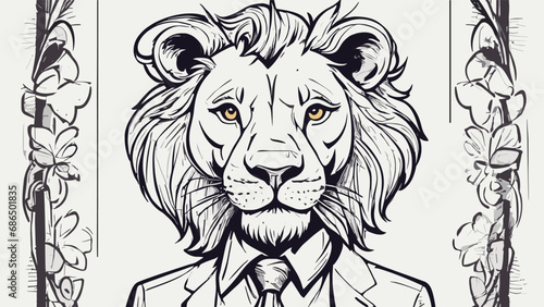 Lion carton character with formal dress vector image. Illustration of cute lion design graphic on the white background photo