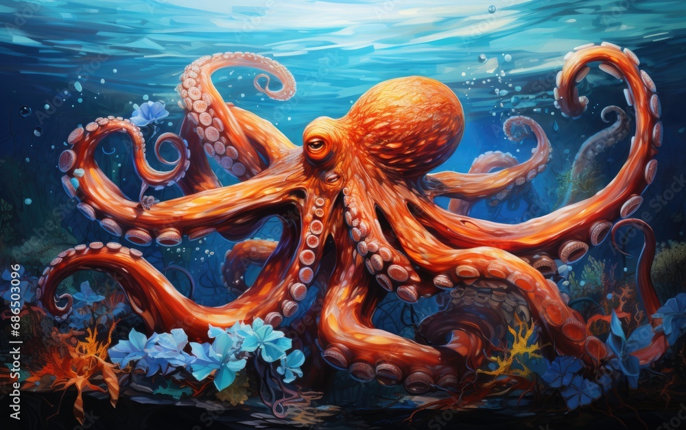 Octopus in the water.