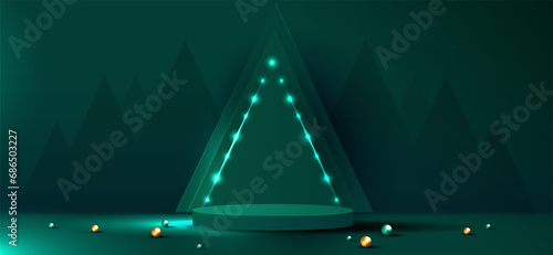 Cosmetic background for product, branding and packaging presentation. geometry form square molding on podium stage with red glittering light effect background. vector design.