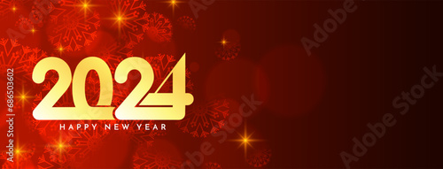 Happy new year 2024 beautiful glossy banner design