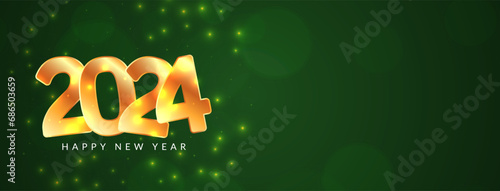 Glossy elegant Happy new year 2024 banner design