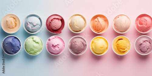 birds eye view of colorful ice cream