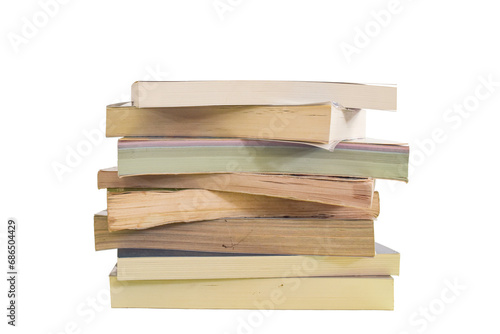 Stack of Old books isolated on transparent background. PNG File
