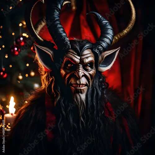 Krampus  scary Christmas devil folklore character caricature