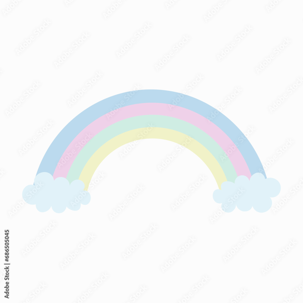 Rainbow with clouds blue, pink, green, yellow Rainbow with clouds blue, pink, green, yellow