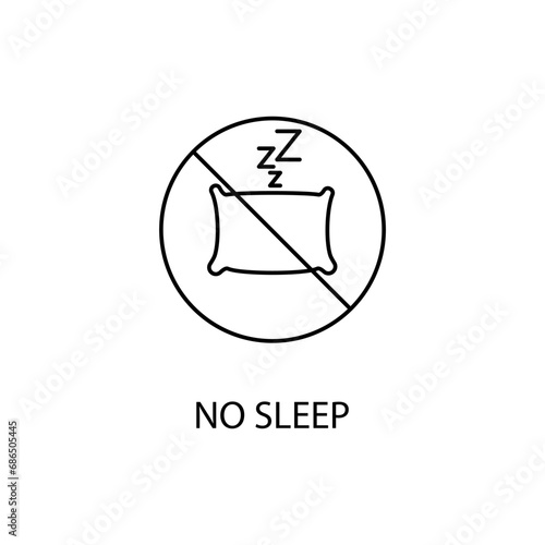No sleep concept line icon. Simple element illustration. No sleep concept outline symbol design.