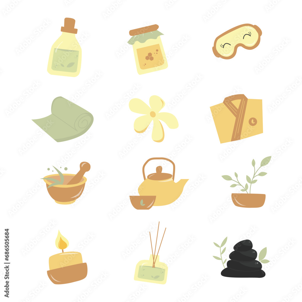 Simple and Aesthetic Spa Illustration Design Set Simple and Aesthetic Spa Illustration Design Set