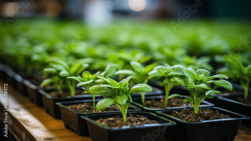 Vibrant greenhouse plants. Eco-conscious agricultural concept. Generative AI photo