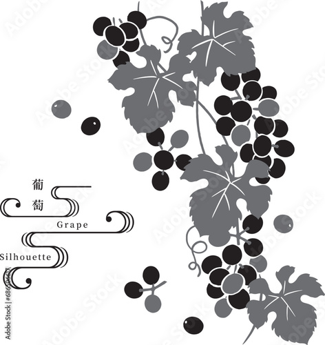 ぶどうのシルエットベクターイラスト
