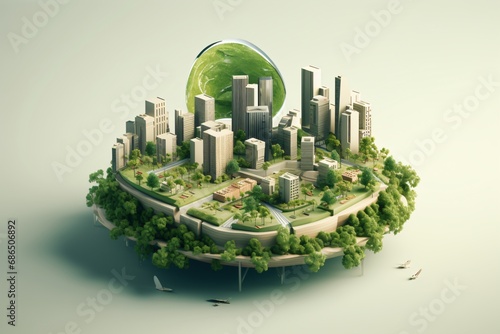 Graphic illustration of a sustainable city