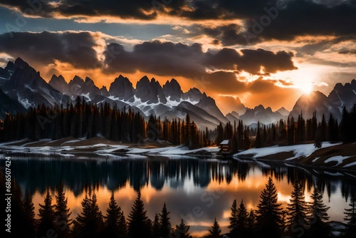Free photo misurina sunset