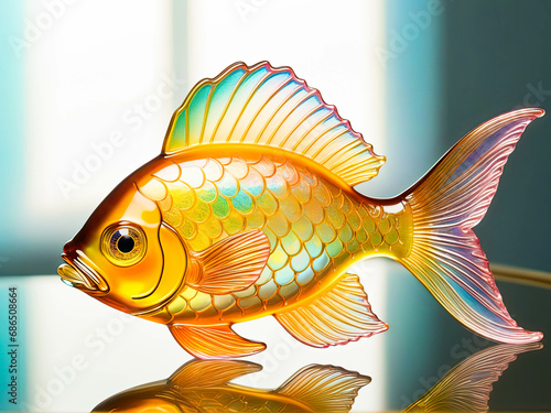 Generative AI illustrations of colorful fish portraits