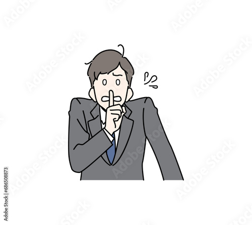 秘密がバレそうになり慌てて口止めしようとするスーツの男性
