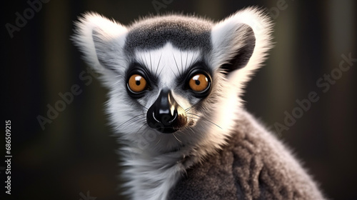 The ring tailed lemur Lemur catta. Lemur catta is a large strepsirrhine primate. generative ai