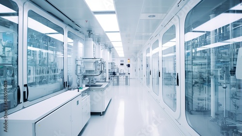 advanced industrial pharmaceutical clean room design for large-scale chemical production in sterile conditions - controlled environment concept photo